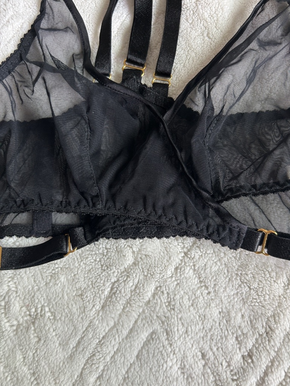 Bordelle. ART DECO MESH WRAP BRA BLACK in Small - Picture 5 of 9